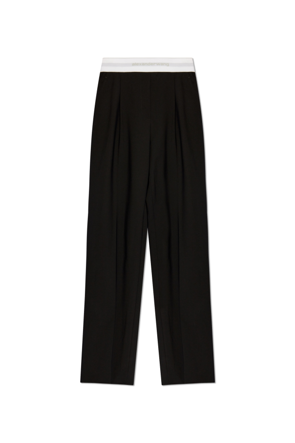 パンツ ALEXANDER WANG Wool pants High Waist Pant in Wool Twill with Clear Bead Hotfix in